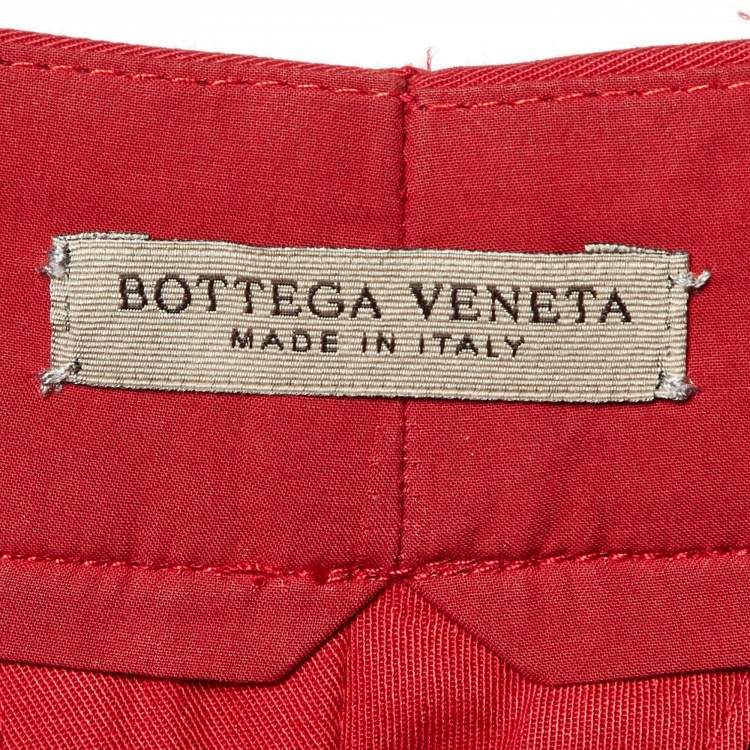 Pre Owned Bottega Veneta Red Cotton Pleated Pants M