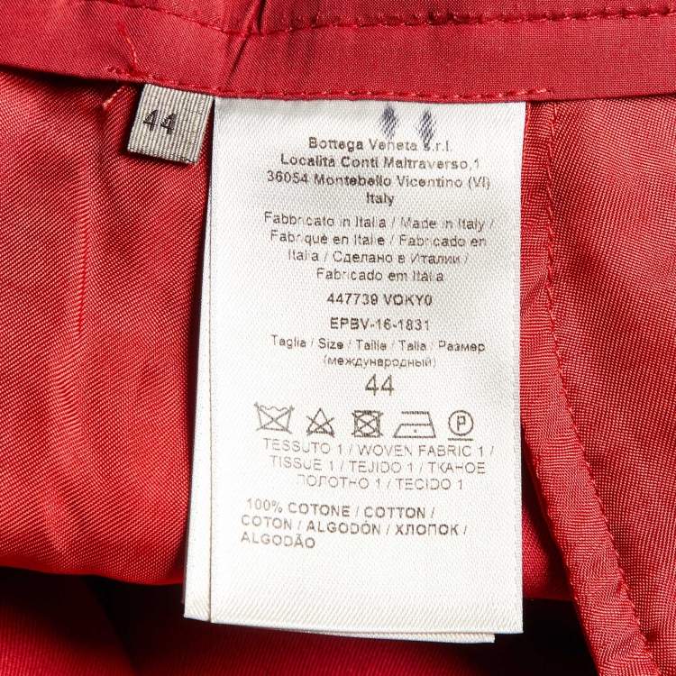 Pre Owned Bottega Veneta Red Cotton Pleated Pants M