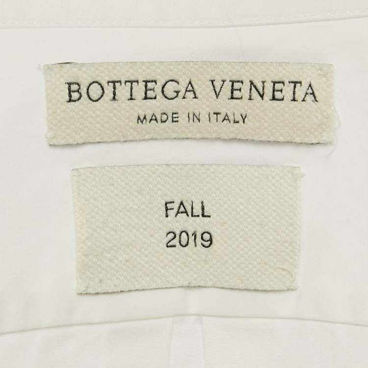 Pre Owned Bottega Veneta White Front Pleated Panel Poplin Shirt L