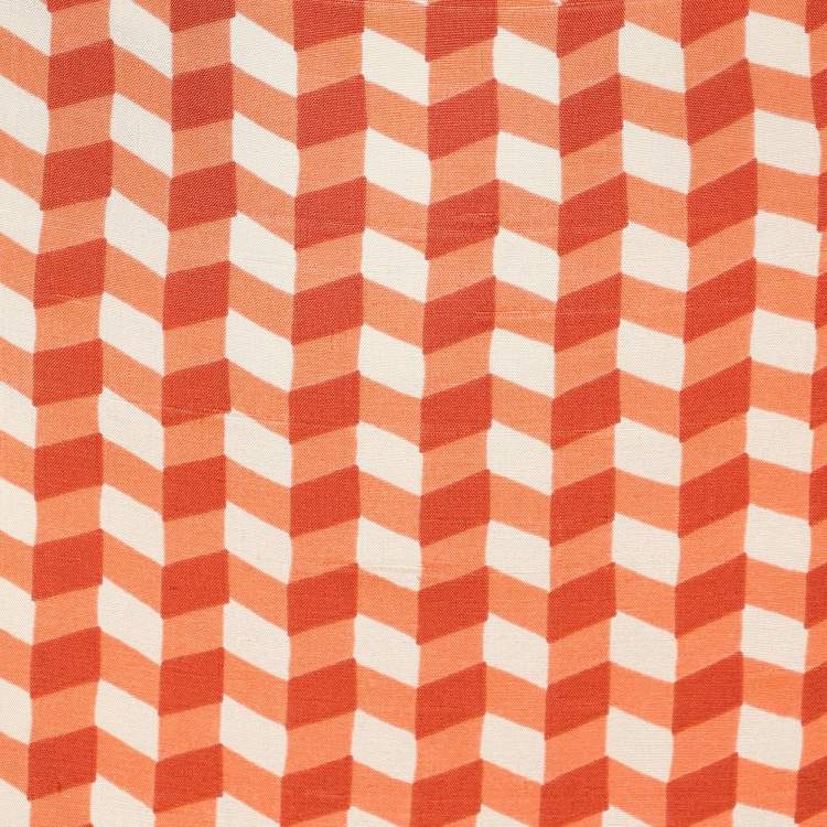 Pre Owned Bottega Veneta Orange Pattern Silk Midi Skirt M
