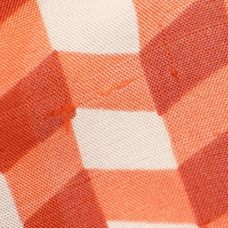 Pre Owned Bottega Veneta Orange Pattern Silk Midi Skirt M