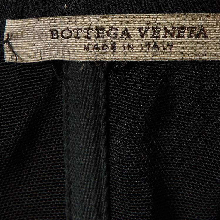 Pre Owned Bottega Veneta Black Silk & Cotton Draped Strapless Mini Dress M