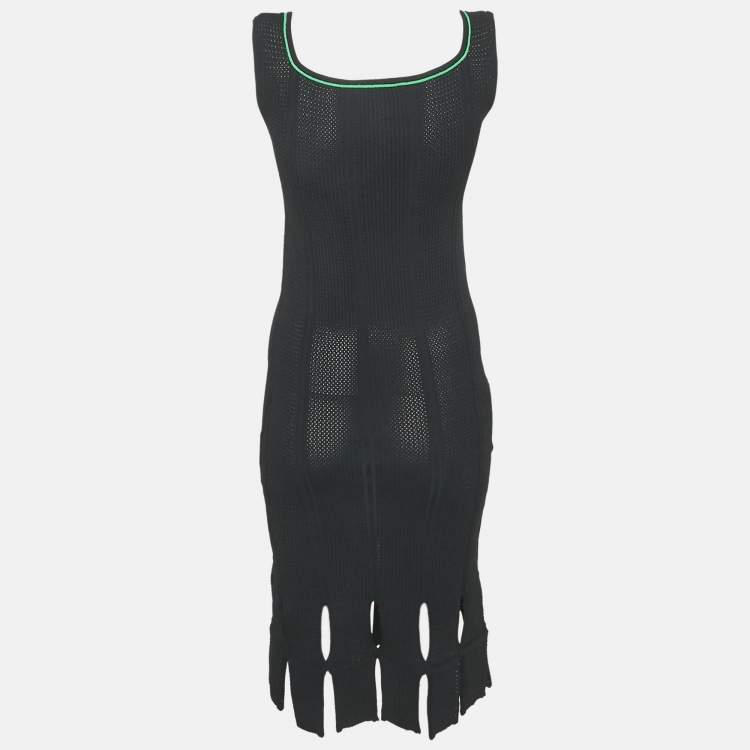 Pre Owned Bottega Veneta Black Knit Sleeveless Knee-Length Dress S