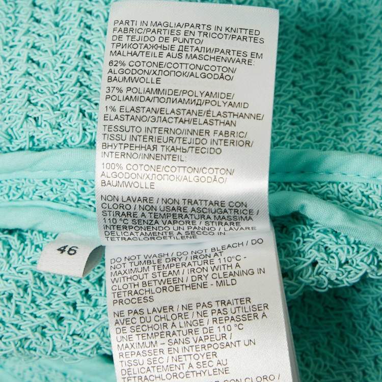Pre Owned Bottega Veneta Mint Blue Patterned Cotton Blend Button Front Jacket L