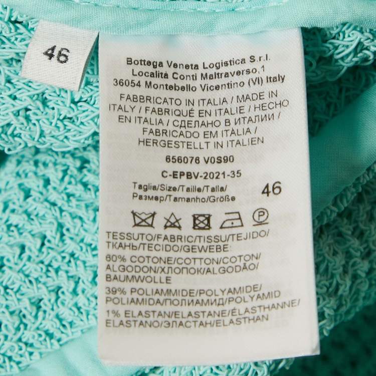 Pre Owned Bottega Veneta Mint Blue Patterned Cotton Blend Button Front Jacket L