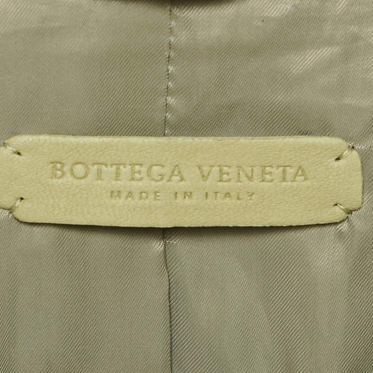 Pre Owned Bottega Veneta Green Leather Buttoned Jacket XL