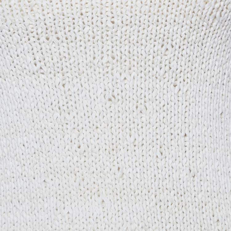 Pre Owned Bottega Veneta Cream Textured Knit Bralette & Midi Dress XS