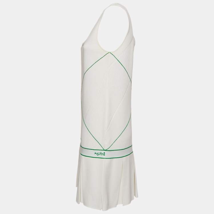 مملوكة مسبقًا Bottega Veneta White Contrast Trim Stretch Knit Mini Dress M