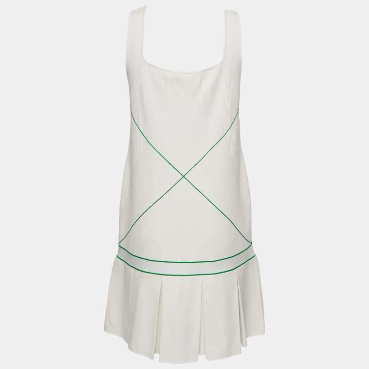 مملوكة مسبقًا Bottega Veneta White Contrast Trim Stretch Knit Mini Dress M
