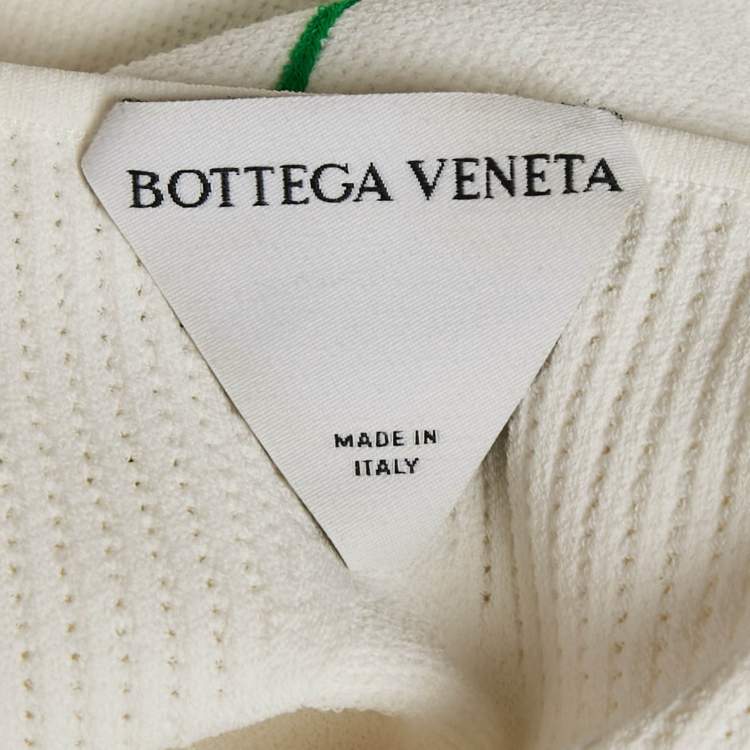 مملوكة مسبقًا Bottega Veneta White Contrast Trim Stretch Knit Mini Dress M