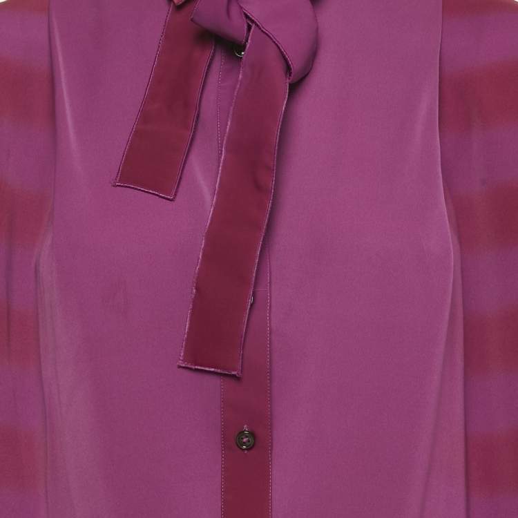 Pre Owned Bottega Veneta Pink Printed Satin Blouse M