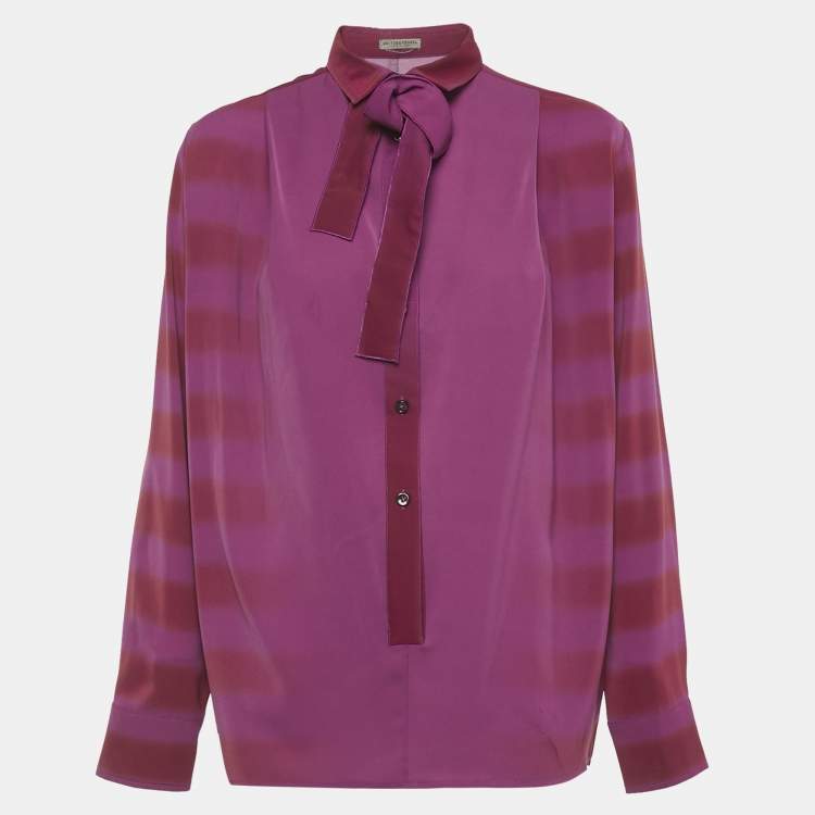 Pre Owned Bottega Veneta Pink Printed Satin Blouse M
