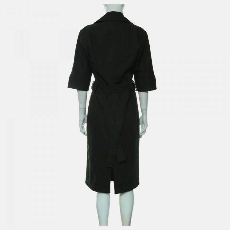 Pre Owned Bottega Veneta Belted Cotton Green Wrap Dress IT 36