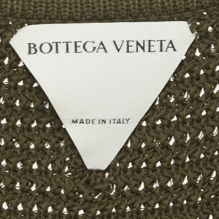 Pre Owned Bottega Veneta Olive Green Crochet Fringe Detail Mini Dress XS