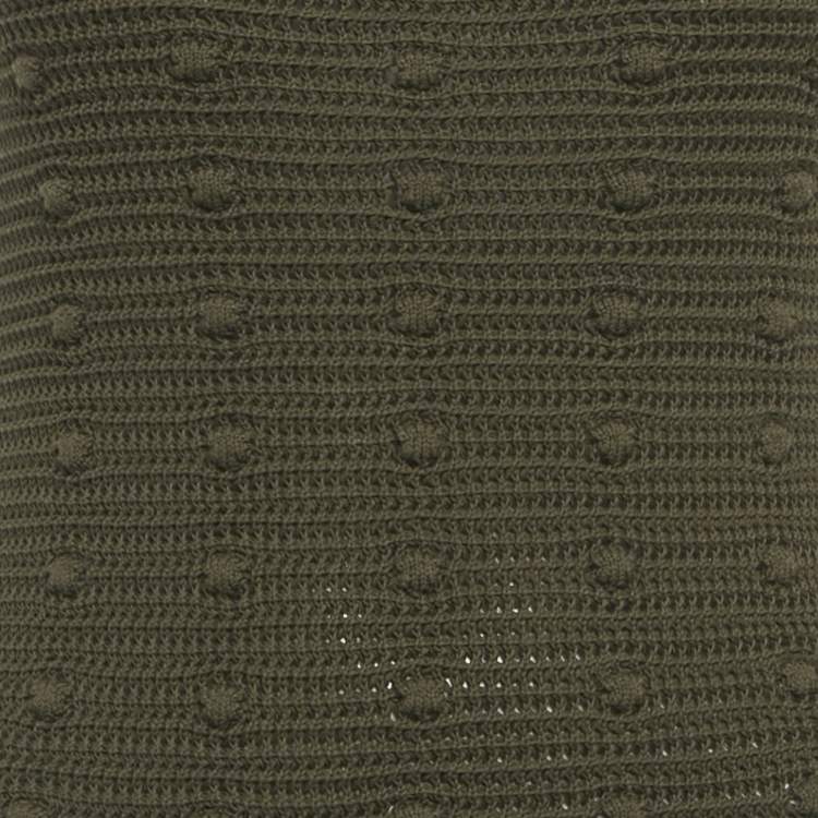 Pre Owned Bottega Veneta Olive Green Crochet Fringe Detail Mini Dress XS