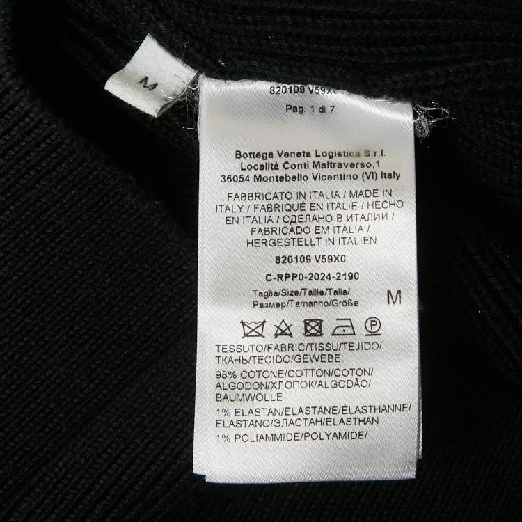 Pre Owned Bottega Veneta Black Rib Knit Collared Jumper M
