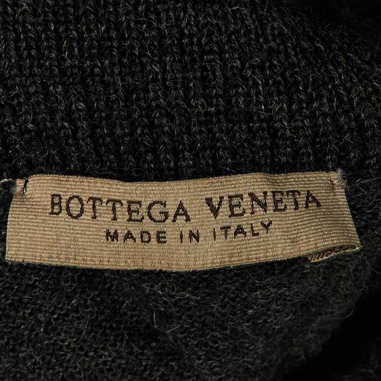 Pre Owned Bottega Veneta Grey Striped Wool Knit Turtle Neck Sweater S