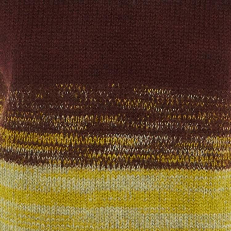 Pre Owned Bottega Veneta Grey Striped Wool Knit Turtle Neck Sweater S