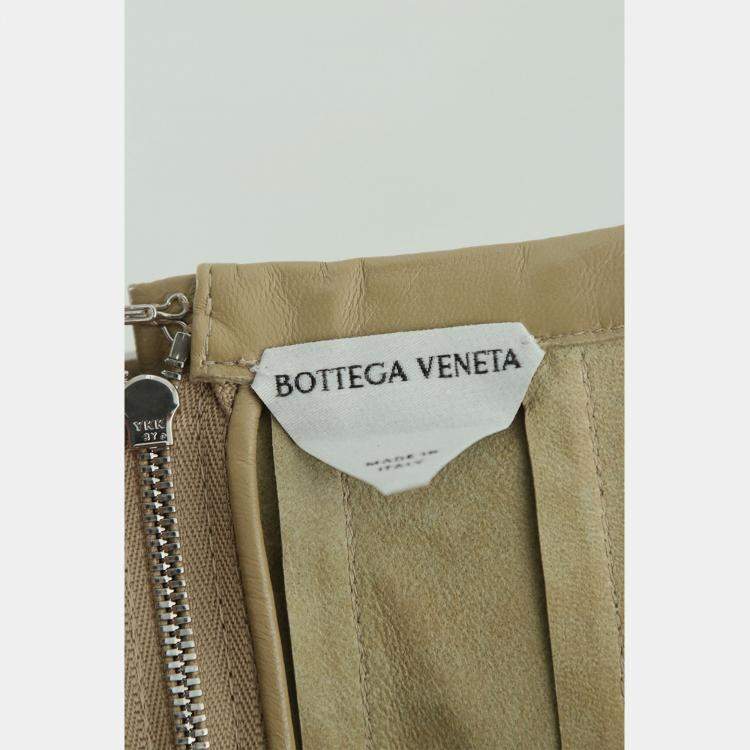 مملوكة مسبقًا Bottega Veneta Beige Pleated Leather Midi Skirt M