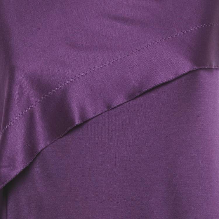 Pre Owned Bottega Veneta Purple Stretch Silk Sleeveless Short Dress S