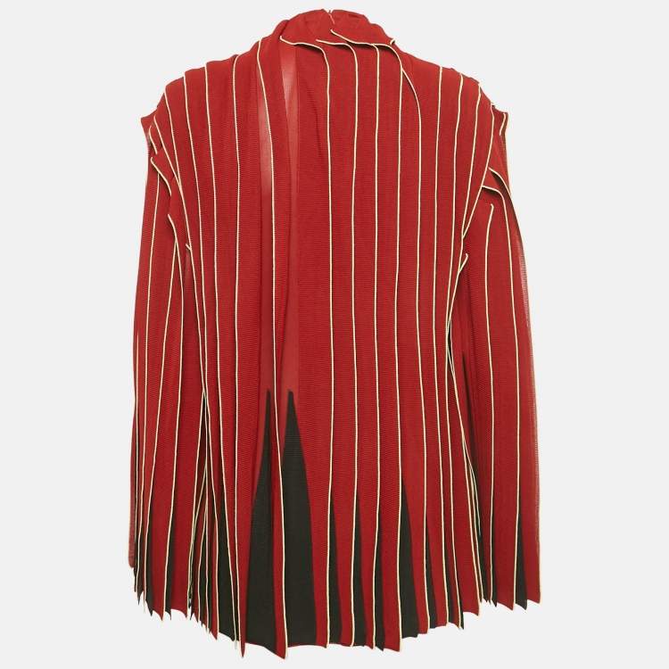 Pre Owned بلوزة بوتيغا فينيتا حياكة حمراء بلوك رقبة طويلة متوسطة الحجم (ميديم)