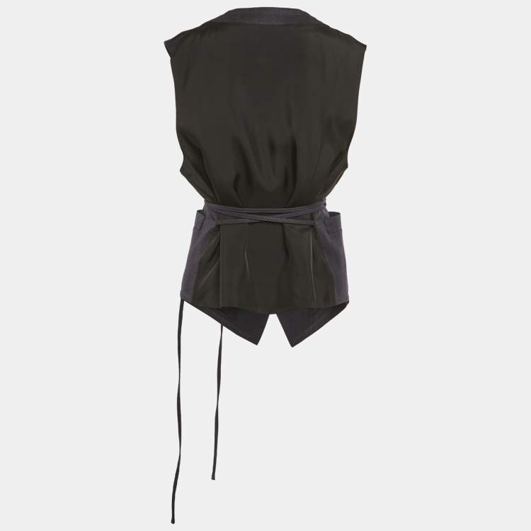 مملوكة مسبقًا Bottega Veneta Blue Striped Wool Vest S