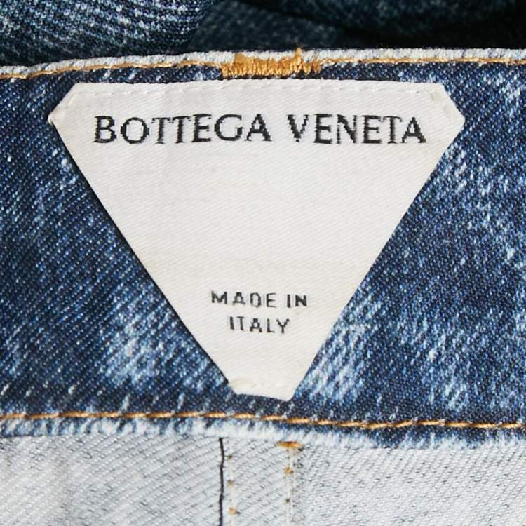 Pre Owned Bottega Veneta Blue Denim Print Crepe Pants XS