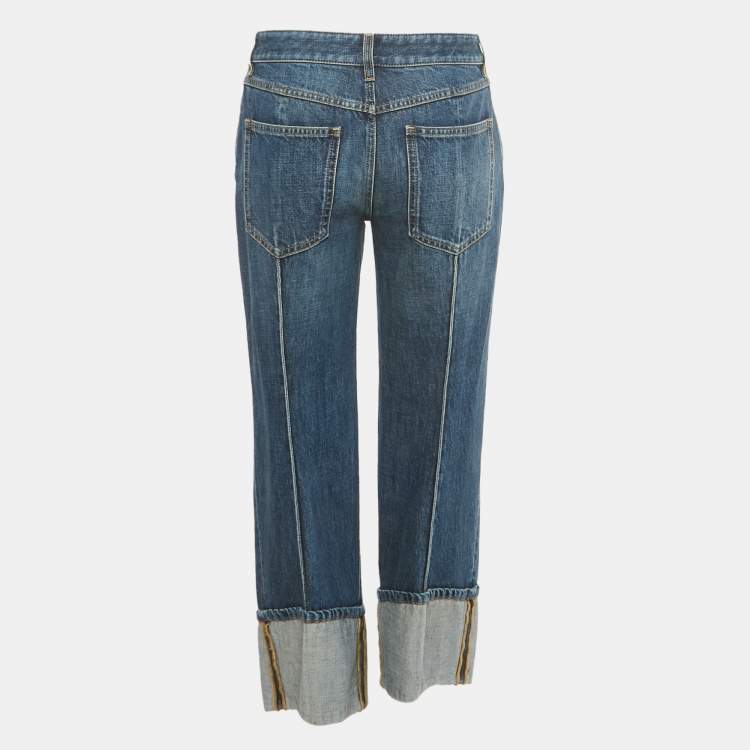 Pre Owned Bottega Veneta Blue Denim Straight Leg Jeans S/Waist 30"