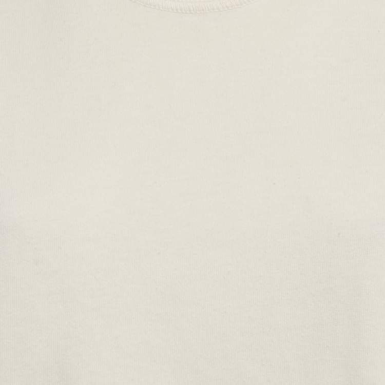Pre Owned Bottega Veneta Off-White Cotton Knit Oversized Crop T-Shirt S