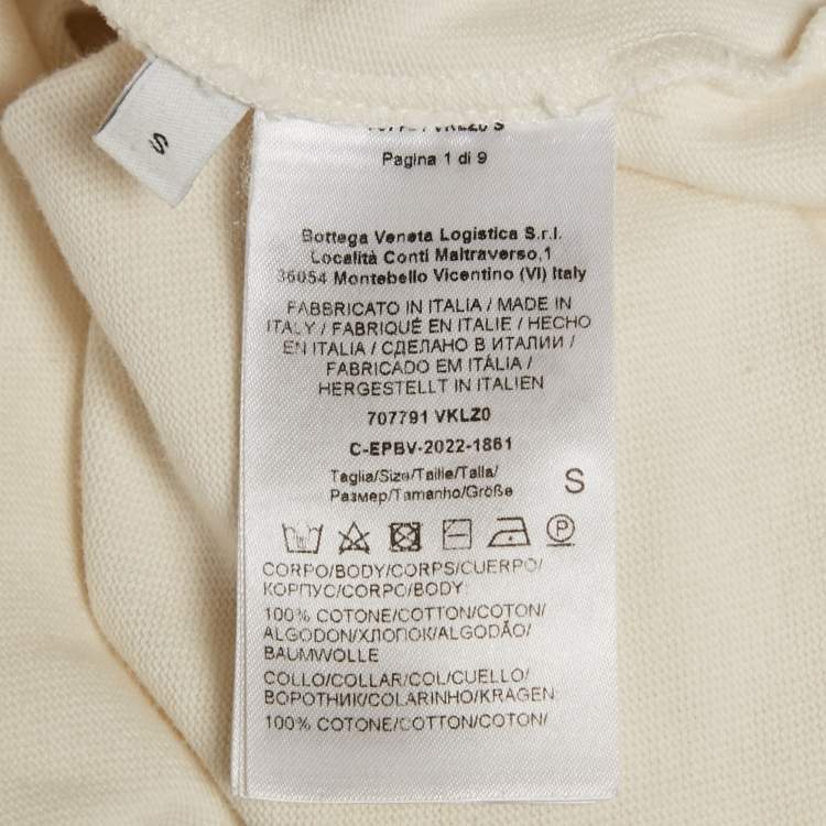 Pre Owned Bottega Veneta Off-White Cotton Knit Oversized Crop T-Shirt S