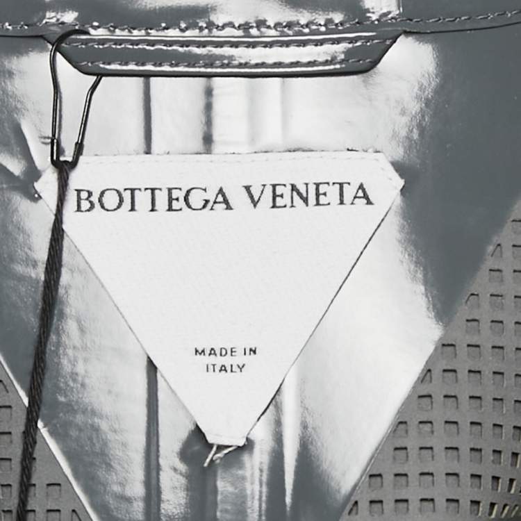 Pre Owned Bottega Veneta Grey High Shine Leather Belted Trench Coat S