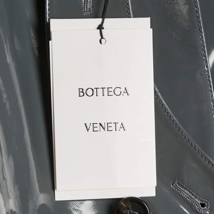 Pre Owned Bottega Veneta Grey High Shine Leather Belted Trench Coat S