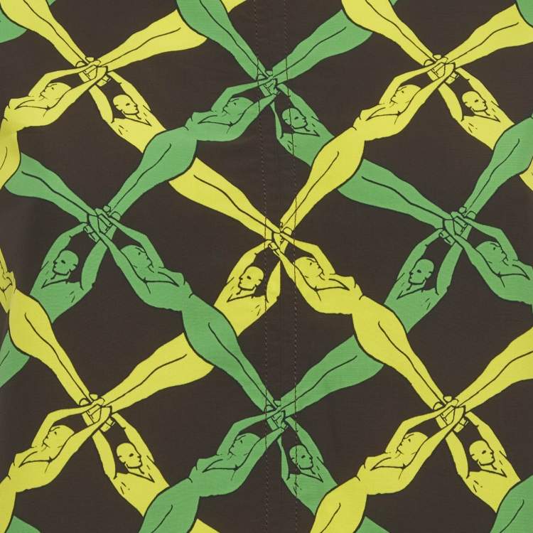 Pre Owned Bottega Veneta Black/Green Printed Crepe Blouse XS