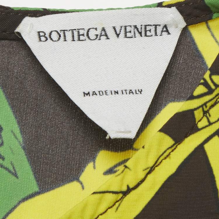 Pre Owned Bottega Veneta Black/Green Printed Crepe Blouse XS