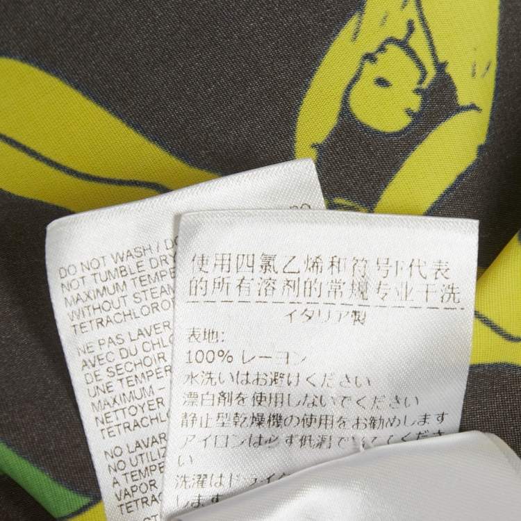 Pre Owned Bottega Veneta Black/Green Printed Crepe Blouse XS