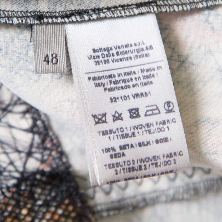 Pre Owned Bottega Veneta Cream and Black Scribble Floral Print Top L