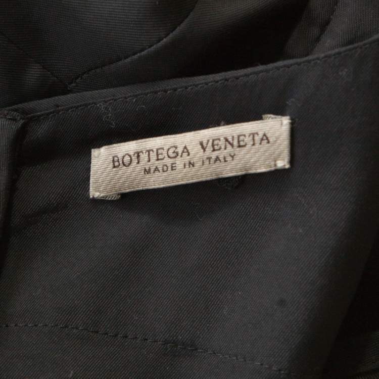 Pre Owned Bottega Veneta Black Asymmetric Ruffle Draped Sleeveless Shift Dress S