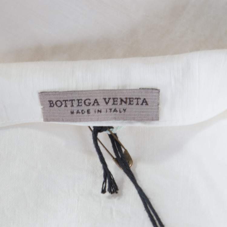 Pre Owned Bottega Veneta Cream Linen Silk One Shoulder Shift Dress S