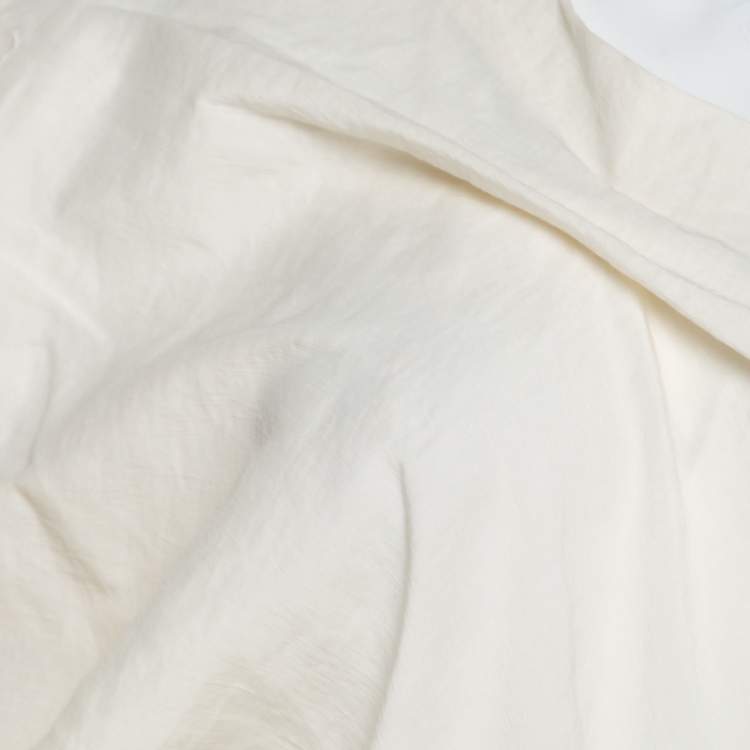 Pre Owned Bottega Veneta Cream Linen Silk One Shoulder Shift Dress S