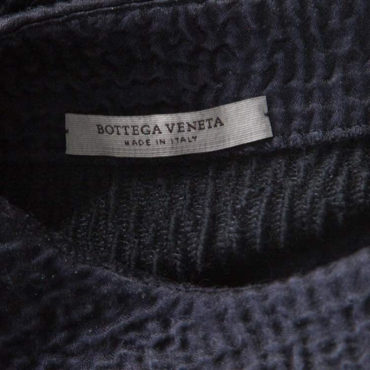 Pre Owned Bottega Veneta Black Textured Wool Sleeveless Shift Dress S 