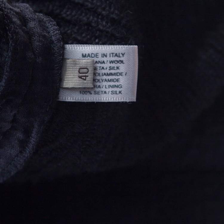 Pre Owned Bottega Veneta Black Textured Wool Sleeveless Shift Dress S 