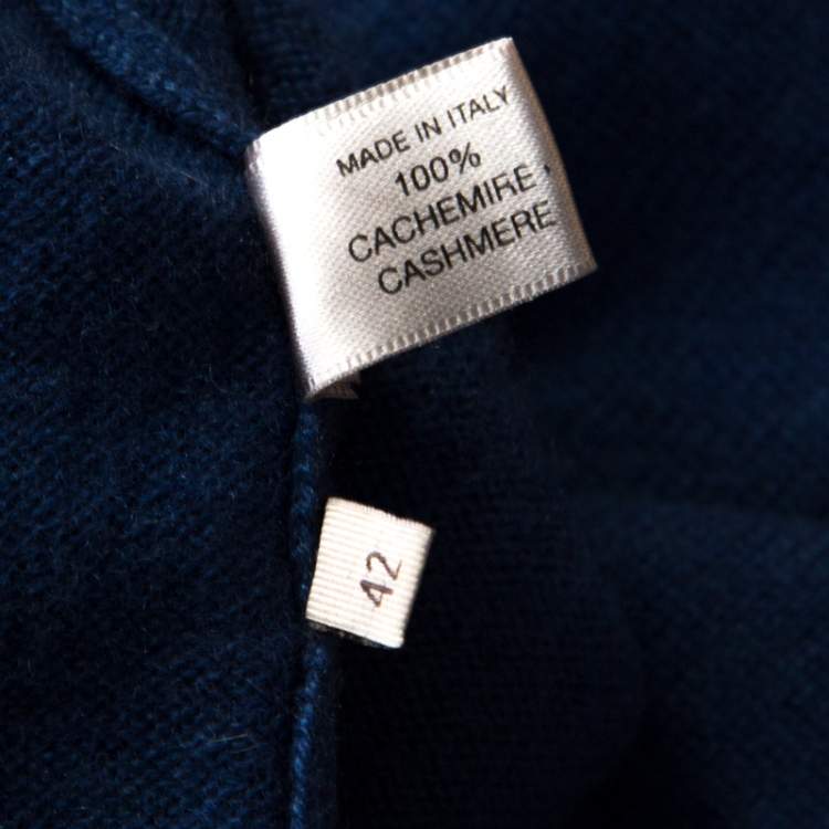 Pre Owned Bottega Veneta Blue Cashmere Button Front Long Cardigan M