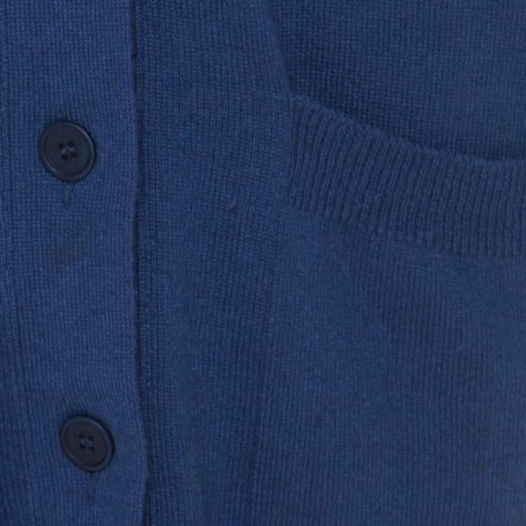 Pre Owned Bottega Veneta Blue Cashmere Button Front Long Cardigan M