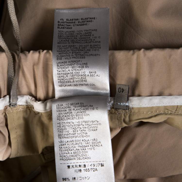 Pre Owned Bottega Veneta Beige Stretch Cotton Elasticized Waist Tapered Trousers S