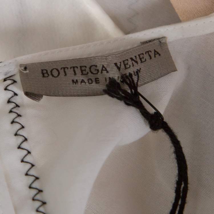 Pre Owned Bottega Veneta White Cotton Panelled Sleeveless Top S