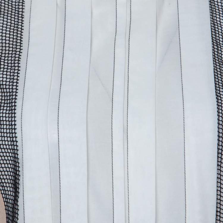 Pre Owned Bottega Veneta White Cotton Panelled Sleeveless Top S