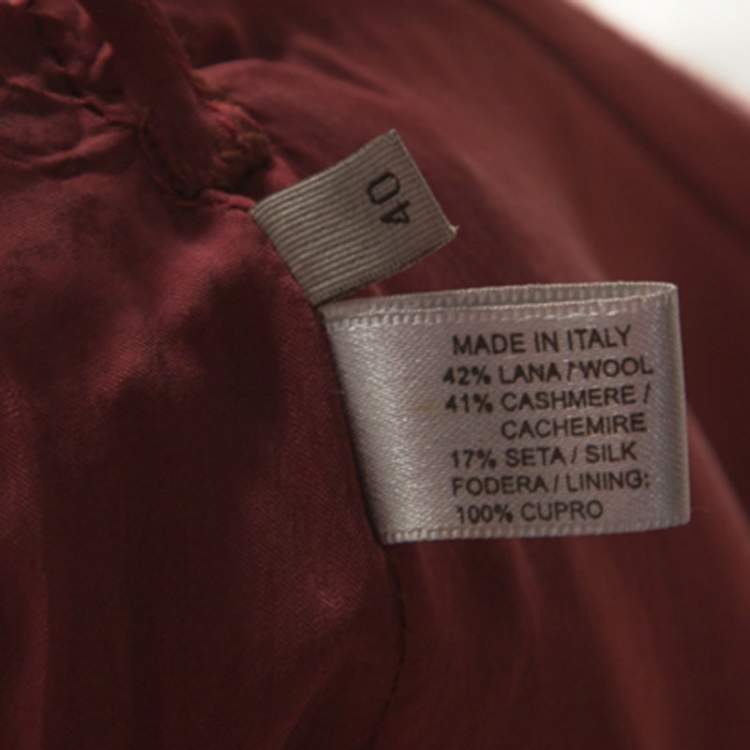 Pre Owned Bottega Veneta Burgundy Cashmere Pencil Skirt S