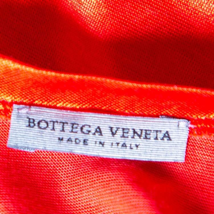 Pre Owned Bottega Veneta Pink & Orange Silk Asymmetrical Mesh Inset Short Dress M