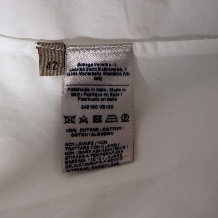 Pre Owned Bottega Veneta White Cotton Open Front Short Sleeve Shirt M