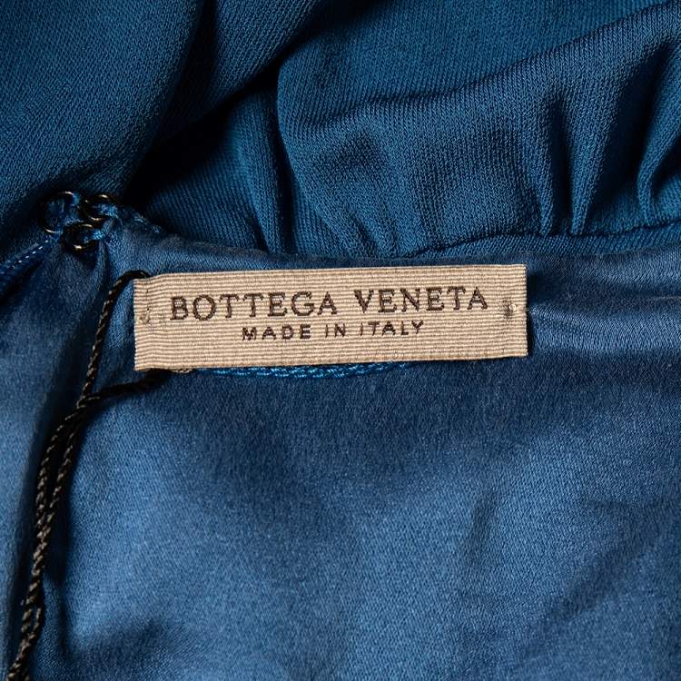 Pre Owned Bottega Veneta Blue Crepe V-Neck Long Sleeve Maxi Dress S